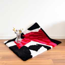 Red Abstract Tufted Rug Modern Handcrafted Wool Wall Art - 75x85cm - thumbnail 1
