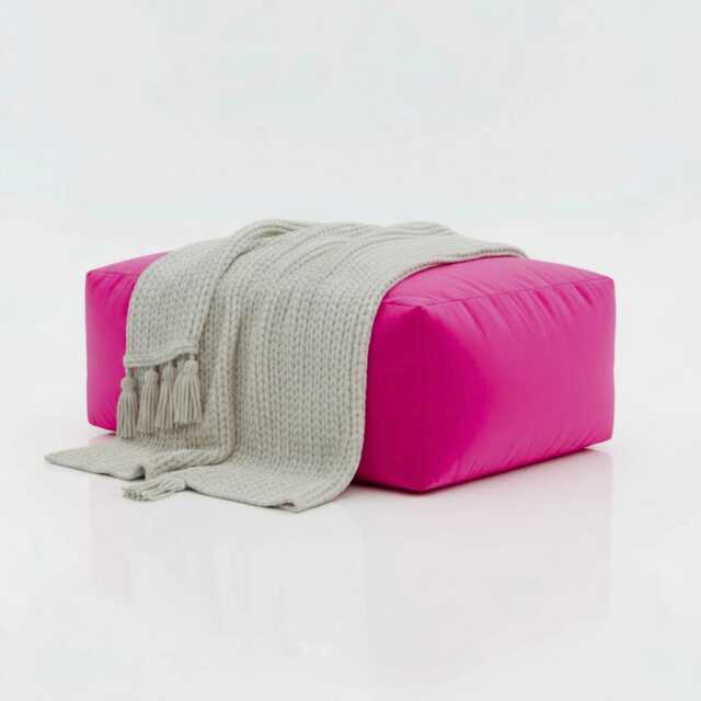 Pink Bean Bag Ottoman Large Water Resistant Footstool, Indoor Outdoor - image 1