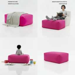Pink Bean Bag Ottoman Large Water Resistant Footstool, Indoor Outdoor - thumbnail 3