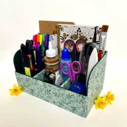 Handmade Jasmine Desk Tidy A5 William Morris Fabric Stationery Organiser Office Decor - thumbnail 2