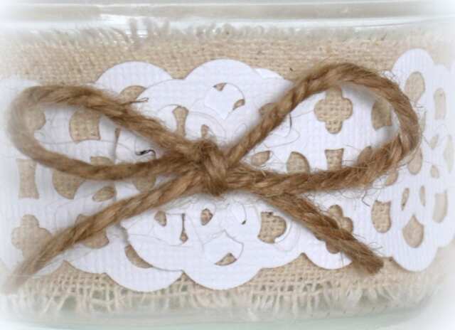 Linen & Paper Lace Candle Holder, Wedding Birthday Decoration - image 1