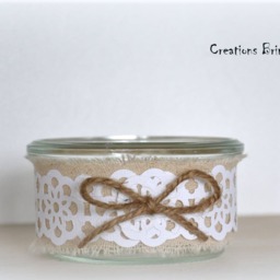 Linen & Paper Lace Candle Holder, Wedding Birthday Decoration - thumbnail 2