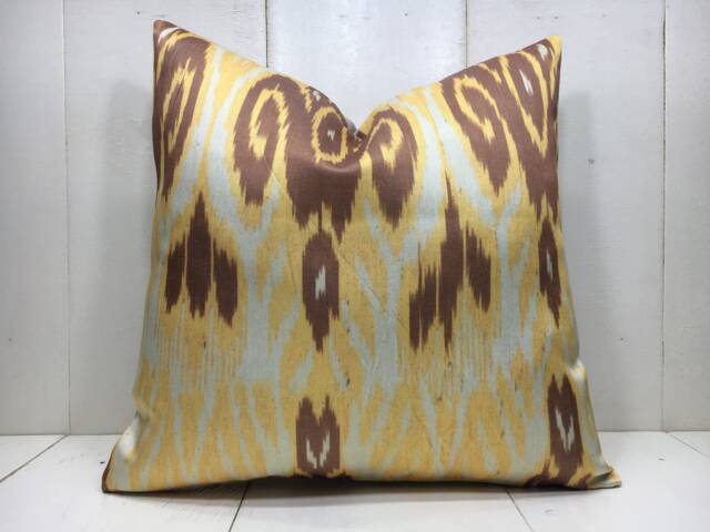 Handwoven Silk Ikat Pillow Cover, Decorative Cushion - 16x16 - image 1