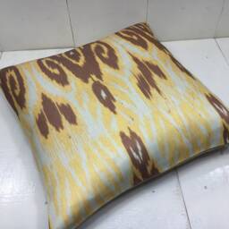 Handwoven Silk Ikat Pillow Cover, Decorative Cushion - 16x16 - thumbnail 4