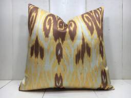 Handwoven Silk Ikat Pillow Cover, Decorative Cushion - 16x16