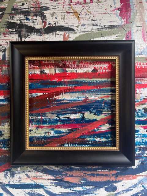 Distressed Black Picture Frame With Gold Bead Edge - image 1