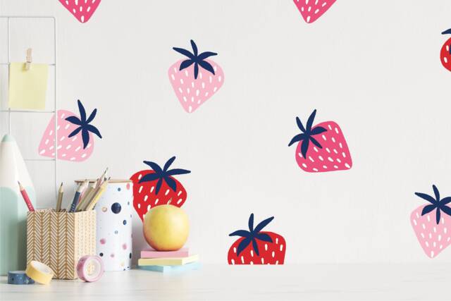 Strawberry Wall Decals Removable Fruit Stickers, Kids Bedroom Decor - image 1