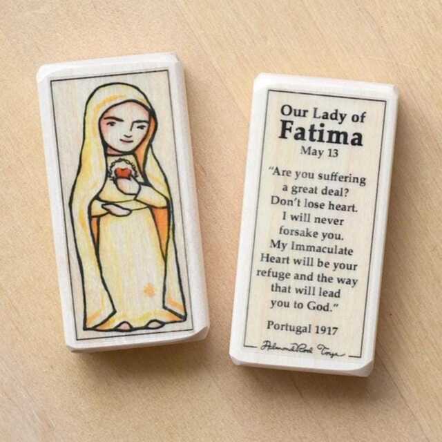 Our Lady Of Fatima Patron Saint Block With Gift Bag // St Mary, Marian Apparition in Portugal Catholic Toys By Almondrod - image 1