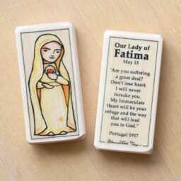 Our Lady Of Fatima Patron Saint Block With Gift Bag // St Mary, Marian Apparition in Portugal Catholic Toys By Almondrod