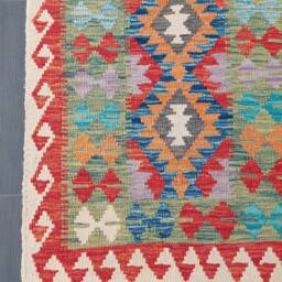 Kilim Rug, Handmade Artisan Afghan Turkish Aztec Geometric Wool Rug 126x77 cm - thumbnail 2