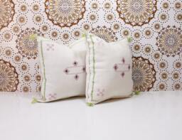 Ddp_Set Of 2 New Moroccan Pillows 100% Silk, Absolutely Gorgeous Pillow Berber Home Design Handmade Kilim With Zipper 2P51 - thumbnail 1