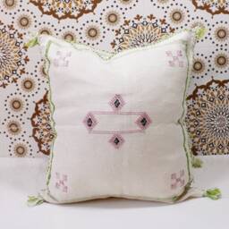 Ddp_Set Of 2 New Moroccan Pillows 100% Silk, Absolutely Gorgeous Pillow Berber Home Design Handmade Kilim With Zipper 2P51 - thumbnail 3