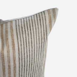 Neutral Beige Stripe Pillow Cover Woven Upholstery Cushion Farmhouse Tan Cream Sofa Modern Decor - thumbnail 3