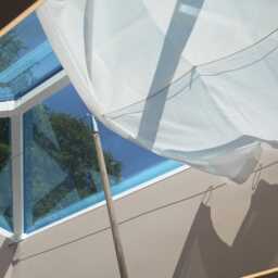 Skylight, Rooflight, Lantern Retractable Curtain in 100% Cotton Muslin - thumbnail 3