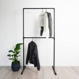 Clothes Rack Industrial Elisa Black - Walk-In Wardrobe Freestanding Design Ready To Assemble