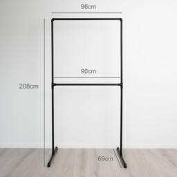 Clothes Rack Industrial Elisa Black - Walk-In Wardrobe Freestanding Design Ready To Assemble - thumbnail 2
