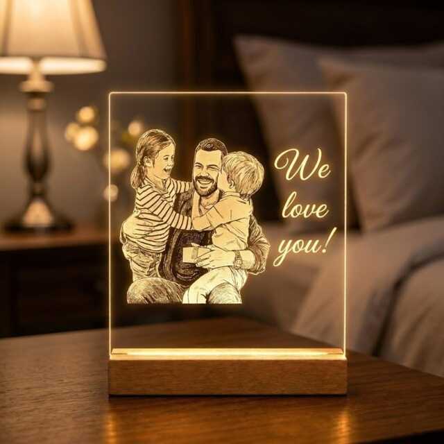 Custom Dad Portrait Led Night Light, Personalized Family Sketch Lamp, Father's Day Gift From Kids, Best Ever, Unique For - image 1