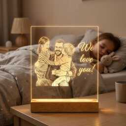 Custom Dad Portrait Led Night Light, Personalized Family Sketch Lamp, Father's Day Gift From Kids, Best Ever, Unique For - thumbnail 3