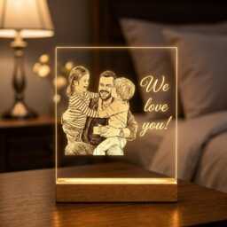 Custom Dad Portrait Led Night Light, Personalized Family Sketch Lamp, Father's Day Gift From Kids, Best Ever, Unique For