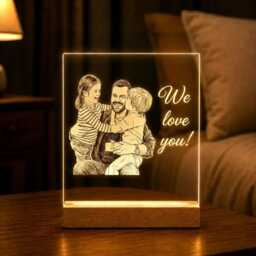 Custom Dad Portrait Led Night Light, Personalized Family Sketch Lamp, Father's Day Gift From Kids, Best Ever, Unique For - thumbnail 2