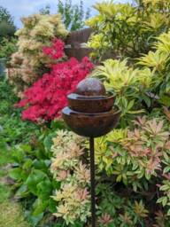 Rusty Rain Catcher Ball Fountain Metal Garden Ornament