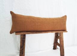 Extra Long Rust Lumbar Pillow Cover, Handwoven Organic Cotton, 12x36 Throw Cushion