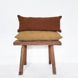 Extra Long Rust Lumbar Pillow Cover, Handwoven Organic Cotton, 12x36 Throw Cushion - thumbnail 4