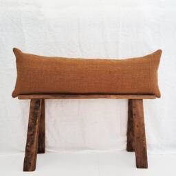Extra Long Rust Lumbar Pillow Cover, Handwoven Organic Cotton, 12x36 Throw Cushion - thumbnail 2