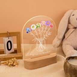 Mother's Day Gift For Mom/Grandma Personalised Gifts Mom, Custom Family Bouquet Night Light, Mum's Bunch With Kids Name, Birth Flower Lamp - thumbnail 3