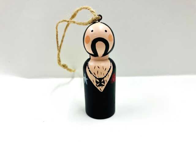 Lemmy Inspired Christmas Ornament Hand-Painted Peg Doll Decoration - image 1
