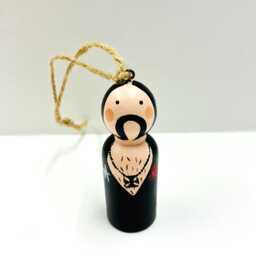 Lemmy Inspired Christmas Ornament Hand-Painted Peg Doll Decoration - thumbnail 2