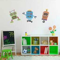 Cute Robots Decal - Group Vinyl Wall Art Children Decals - thumbnail 1