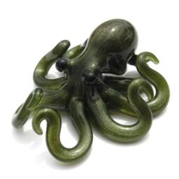 Small Glass Octopus Pendant Emerald Shimmer
