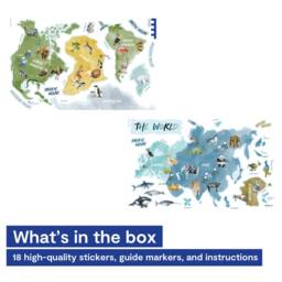 Kids World Map Wall Decal - PVC Free, No Odour Repositionable Peel & Stick Fabric Sticker - thumbnail 4