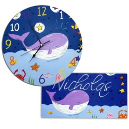 Kids Whale Clock, Boys Nursery Decor, Wall Gift For Boys, Girls - thumbnail 2