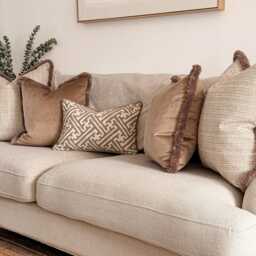 Cream Textured Cushion Cover With Fringe - Basket Weave Throw Pillow Neutral Decor All Sizes & Colours - Lexi - thumbnail 3