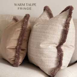 Cream Textured Cushion Cover With Fringe - Basket Weave Throw Pillow Neutral Decor All Sizes & Colours - Lexi - thumbnail 2
