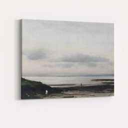 Minimal Coastal Shoreline Seascape With Soft Grey Horizon Canvas Wall Art Print Decor Picture Ready To Hang - thumbnail 4