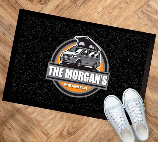 Personalised Campervan Door Mat Pop Top Orange In-Door 60 X 40 cm V101 - image 1