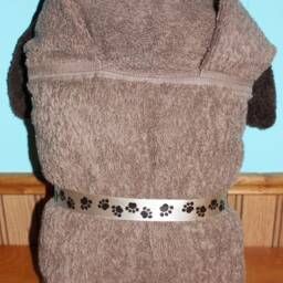 Child Size Puppy Cotton Hooded Bath Towel For Kids & Babies Tan With Dark Brown Ears - Personalization Available - thumbnail 2