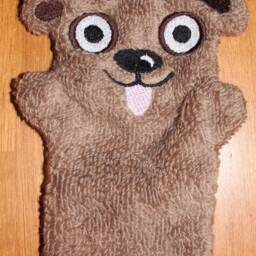 Child Size Puppy Cotton Hooded Bath Towel For Kids & Babies Tan With Dark Brown Ears - Personalization Available - thumbnail 3