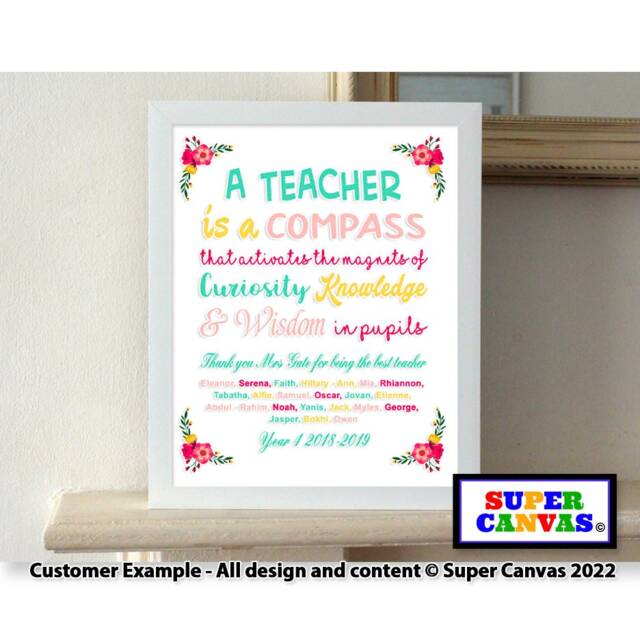 Personalised Handmade Thank You Teacher Custom Framed Print Gift For Student Teaching Assistant Pre School Nursery - image 1