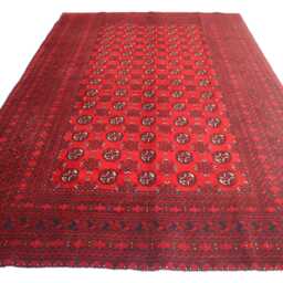 Afghanistan Traditional Handmade Wool Weave Rug, Bukhara Design Circle Floral Huge Area Rug, Entrance Welcome Flooring Rug 6.6x9.9 Ft - thumbnail 2