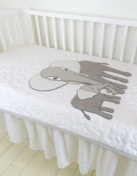 Gray Baby Blanket, Elephant Crib Bedding, Modern Boy Quilt - thumbnail 1