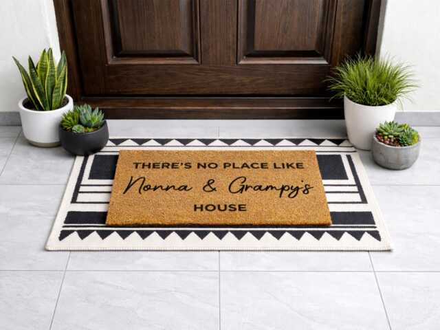 Custom Grandparent Name Doormat - Unique Sign Elegant Scripted Home Mat - image 1