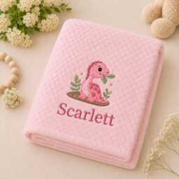 Baby Dinosaur Embroidered Blanket Personalised With Baby's Name 90cm X 70cm - thumbnail 3
