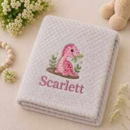 Baby Dinosaur Embroidered Blanket Personalised With Baby's Name 90cm X 70cm - thumbnail 4