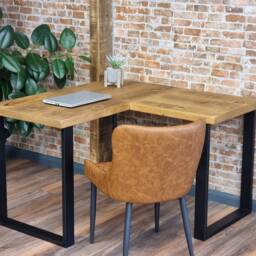 Brigg L-Shape Desk With Industrial Legs & Rustic Wood - thumbnail 4