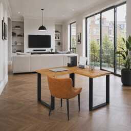 Brigg L-Shape Desk With Industrial Legs & Rustic Wood - thumbnail 3