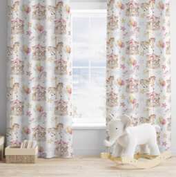 Carousel - Pink, Curtains, Blackout Or Non Blackout, Eyelet, Pencil Pleat Rod Pocket, Horse Home Decor - thumbnail 1